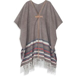 Lafayette 148 New York Double‎ Face Striped Poncho Wool Cashmere ONE SIZE $998